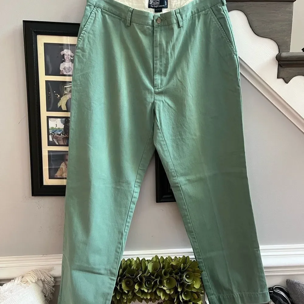 Polo Ralph Lauren Light Green Classic Chino Pants sz 35/30 EUC